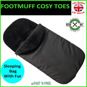 FOOTMUFF Cosy Toes Universal FUR Carrycot Buggy Pushchair Stroller Pram BLACK - Picture 1 of 3