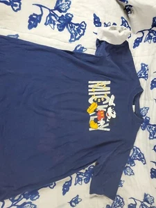 Vintage 90s MICKEY MOUSE Design Made In USA Tshirt Navy Blau Herren XL Grau Ärmel - Bild 1 von 7