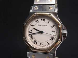 G570 Luxus " Cartier Santos Octagon "  18 Karat Gold und Stahl Armbanduhr 30mm⭐⭐ - Bild 1 von 21