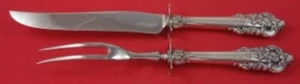 Grande Baroque by Wallace Sterling Silver Steak Carving Set 2pc HH WS Knife Fork - Picture 1 of 3