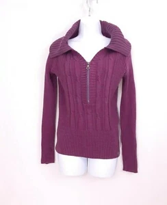 DKNY Jeans Sweater Women’s Pullover Collared Half Zip Grape Knit Stretchy Size M - Picture 1 of 10