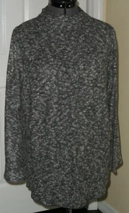DEREK HEART KNIT TOP SIZE 1X JR. PLUS BLACK GRAY FLEECE LIGHTWEIGHT STRETCH NWT - Picture 1 of 1