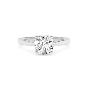 1 Carat Round Cut Lab Grown Diamond 14K White Gold Engagement Ring For Her - Picture 1 of 4
