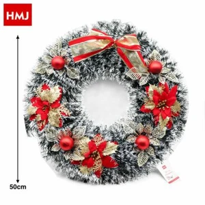 Decoración Navideña Redonda Nevado Para Puerta 50cm Hmj - Imagen 1 de 1