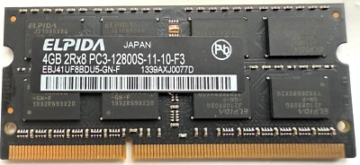 Elpida 4GB 2Rx8 PC3-12800S DDR3 RAM Memory SO-DIMM Laptop for Intel Processors - Image 1 of 2