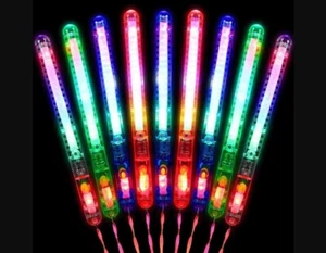 12 PCS LED Light Up Sticks Plastic Wand Music Party Concert Live Glow Flashing - Picture 1 of 7
