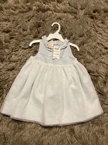 NWT First Impressions Striped Blue & White Dress 2 Pc Set Size 24 Months - Picture 1 of 5