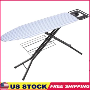 Adjustable Ironing Board W/ Iron Rest Deluxe Cotton Cover Fiber Pad Sturdy Legs - Picture 1 of 6