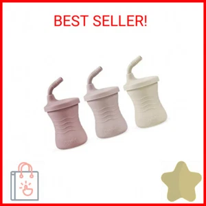 PandaEar 3 Pack Silicone Baby Training Cup, Straw Cups,Shatterproof Toddler Sipp - Picture 1 of 2