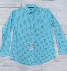 Men's Cinch Long-Sleeve Button Up Shirt Light Blue Check Print MTW1105436 LTB - Picture 1 of 5