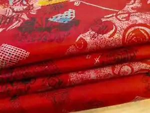 Pure Silk Fabric By The Yard Dress Making Cloth Collage Vintage Material PSF1633 - Picture 1 of 7