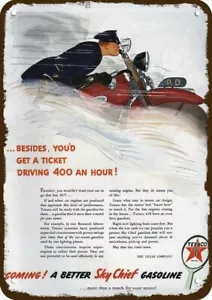 1944 Motorcycle Cop Police TEXACO Gas Vintage Look DECORATIVE REPLICA METAL SIGN - Picture 1 of 1
