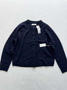 Abercrombie & Fitch Cashmere Crew Neck Cardigan Sweater  Navy XL - Picture 1 of 4