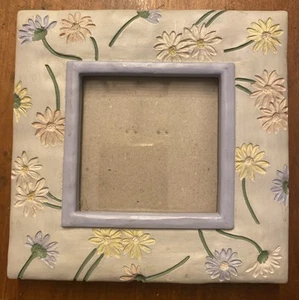 Ceramic Flowered Picture Frame 6” X 6” For 3” X 3” Picture - Picture 1 of 4