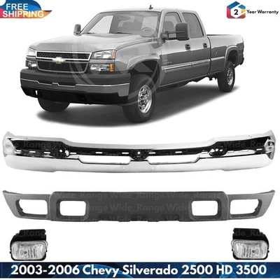 Front Bumper Chrome & Air Dam Kit For 2003-2006 Chevy Silverado 2500 HD 3500 Foto 1 de 4
