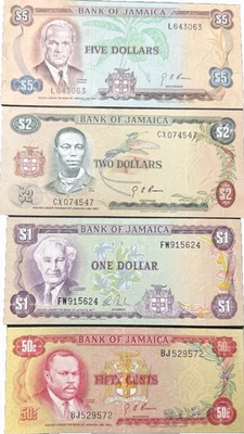 Jamaica 0.50 Cents, 1, 2, 5 Dollars 1960 AU-UNC Pick 53A, 64B, 55A, 56 - Image 1 of 3