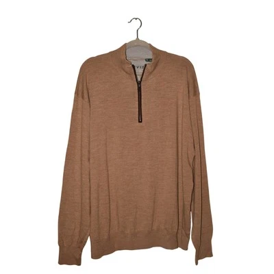 ORVIS $130 Beige Half Zip Wool Pullover Mock Neck Long Sleeves Men's XXL - Image 1 of 4