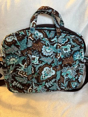 Vera Bradley Laptop Bag Java Blue Quilted Shoulder Case Tote Work Bag Retired  - Image 1 of 4