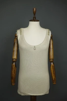 Camiseta sin mangas Elisa Cavaletti beige sin mangas cuello redondo elástica correa ancha talla S Foto 1 de 4