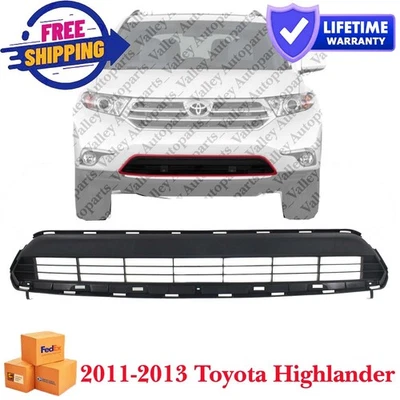 Black New Front Fits 2011-2013 Toyota Highlander Bumper Lower Grille TO1036130 Foto 1 de 4