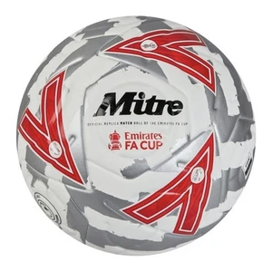 Mitre FIFA Emirates FA Cup Football 24/25 5 White/Silver/Red Size 5 Hyperseal - Picture 1 of 6