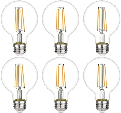 G25 LED Edison Vanity Globe Light Bulbs, LED Filament Light Bulb, 6W Equivale... - Image 1 of 4