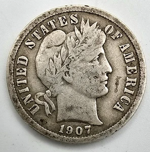 1907 P Barber Dime F/VF You Grade It! 90% Silver Type Coin Free Ship! - Picture 1 of 4