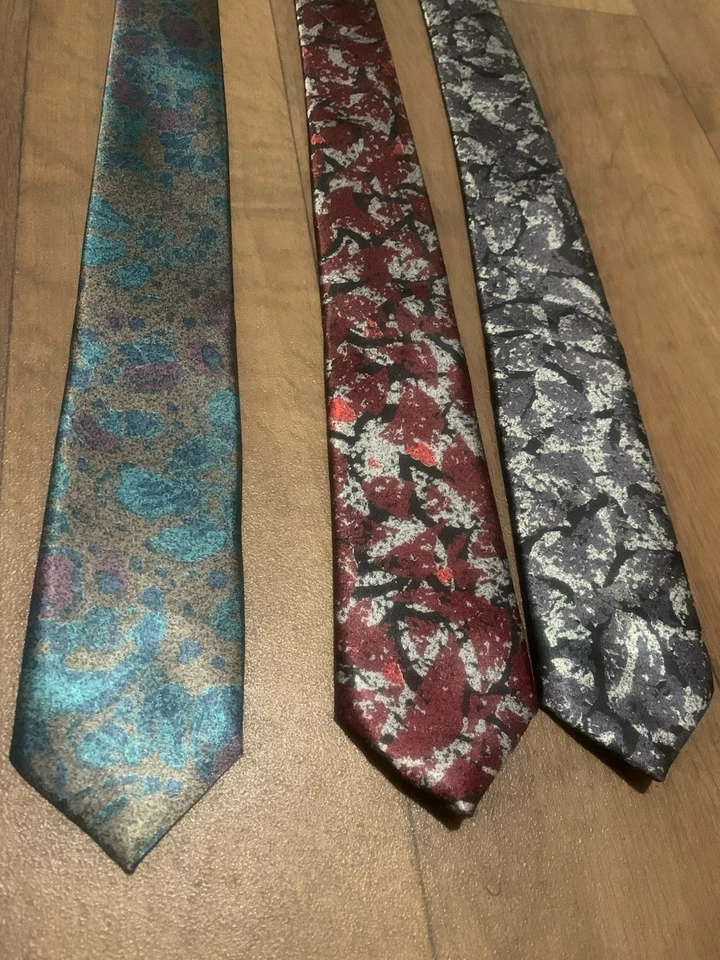 Pierre Cardin Lot Of 3 Skinny Ties Special Patterns - Image 1 of 4