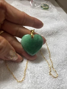 Good Fortune Dark Green heart shape Jade Pendant Necklace - Picture 1 of 3