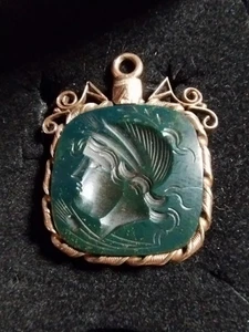 Antique Blood Stone Intaglio 10k Gold Fob/ Pendant - Picture 1 of 8