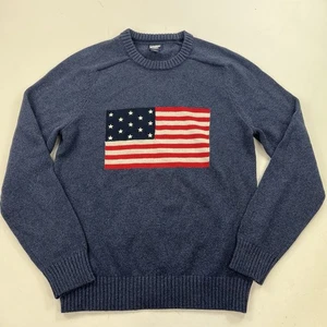 Suéter tejido de algodón con bandera americana pequeño (32-36) para hombre LANDS END - Imagen 1 de 8