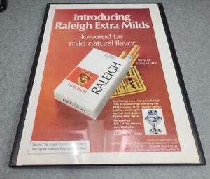 1974 vintage original print ad  Raleigh Extra Milds Cigarettes Framed 8.5x11 