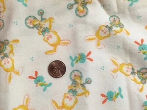 Vintage Cotton Flannel Fabric Remnant Bunny Rabbit Child Nursery Easter Unused - Picture 1 of 1