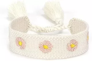 BLÜMCHEN Gewebtes Freundschaftsarmband besticktes Armband Festival Sommer - Bild 1 von 1