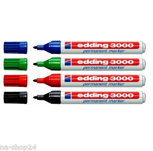 Edding permanent Marker 3000 wahlweise Blau, Rot, Grün Schwarz, Gelb Filzstift - Photo 1/2