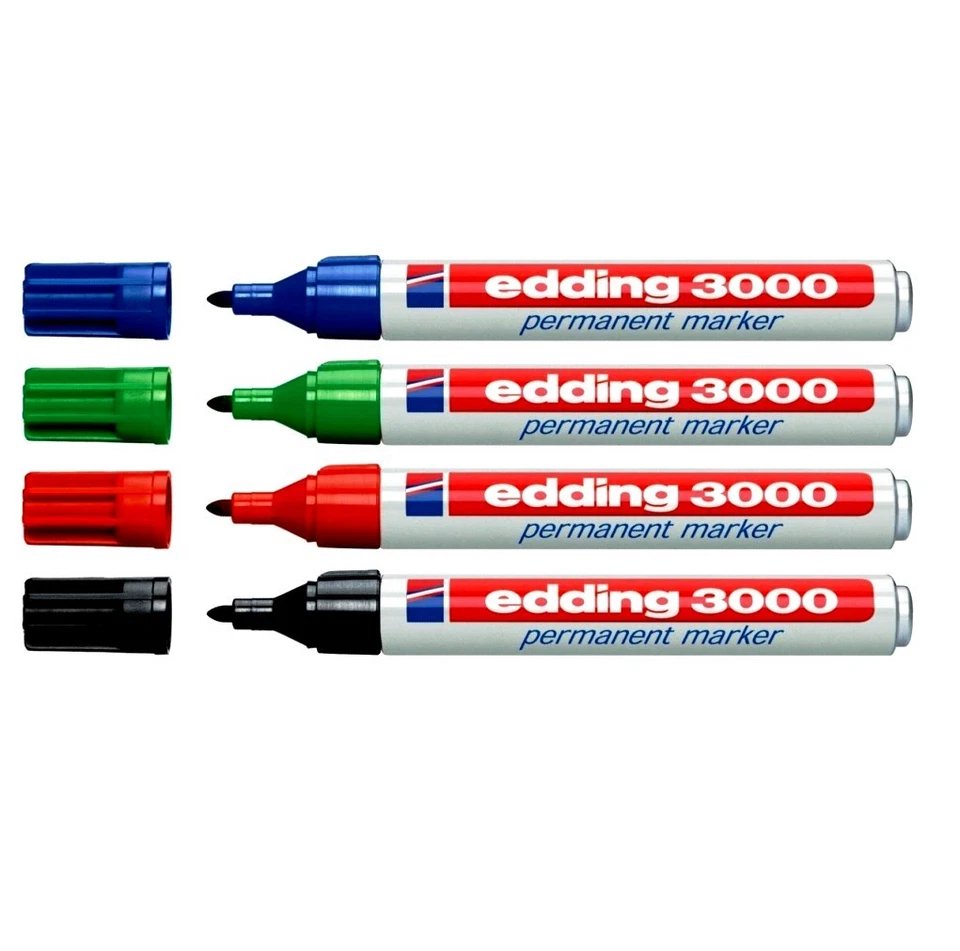 Edding permanent Marker 3000 wahlweise Blau, Rot, Grün Schwarz, Gelb Filzstift - Bild 1 von 1