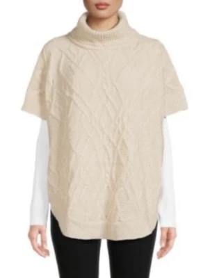 Nuevo con etiquetas Suéter Vince Camuto OS Ruana Tejido con Cable Pullover Cuello Simulado Crema Dobladillo Curvo Foto 1 de 4