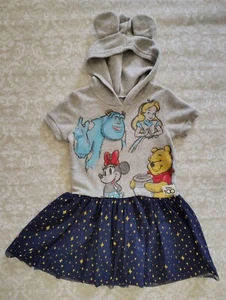 Disney 100 Sweatshirt Tulle Dress M 7/8 Minnie Mouse Alice Winnie Pooh Sulley - Picture 1 of 3