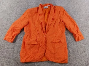 Anne Klein II Damen Sakko 12 orange Streifen Leinenmischung gefüttert Vintage - Bild 1 von 13