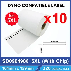 10x Compatible Dymo 5XL Large Shipping Labels 104 x 159mm SD0904980 With Chip - Picture 1 of 4
