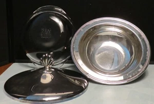 Oneida versilberte Servierschüssel mit Fuß Pyrex innen schalenförmiger Griff Deckel - Bild 1 von 5
