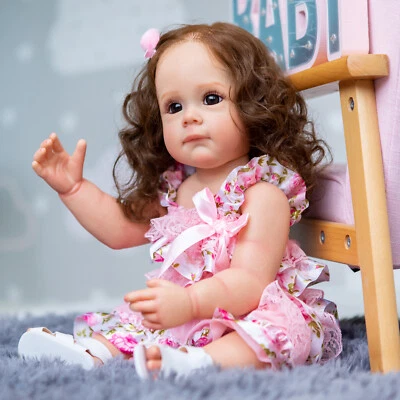 Full Body Vinyl 22 inch Reborn Doll Mädchenpuppe Toddler Handmade Gift - Bild 1 von 4