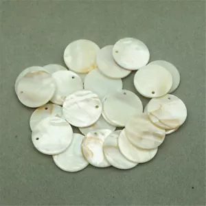 10Pcs Natural Mother of Pearl White Sea Shell DISC SeaShell Charms Pendants Bead - Picture 1 of 8