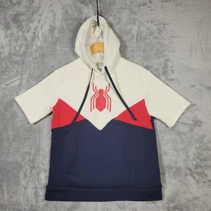 Spider-Man Marvel Boxlunch Hoodie Short Sleeve Sweatshirt Womens Medium - Picture 1 of 10