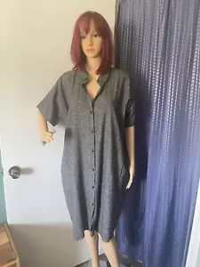 Vestido túnica gris mini de algodón cáñamo orgánico gris Eileen Fisher L ($248) de gran tamaño - Imagen 1 de 9