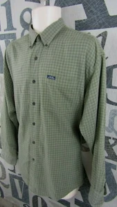 Ralph Lauren Chaps Men L Relaxed Cotton Shirt Green Navy Windowpane Button Up - Picture 1 of 8
