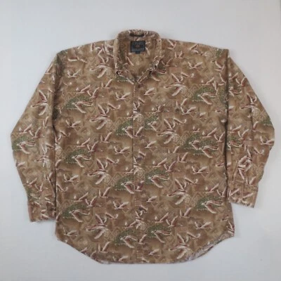 Camisa De Colección Chaps Ralph Lauren Para Hombres Grande Marrón Gansos Patos Caza L/S Botón Foto 1 de 4