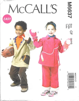 Uncut McCall's Sewing Pattern M6637 Childrens Lined Jacket Pants Mitten Size 4-6 - Image 1 of 2