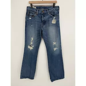 Abercrombie & Fitch Distressed Jeans Button Fly Denim Blue Mens Size 32x30 - Picture 1 of 8