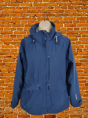 TRESPASS BLUE COAT UJK 12 POLYESTER WOMEN FLEECE LINED HOOD RAIN JACKET TRES-TEX - Image 1 of 4
